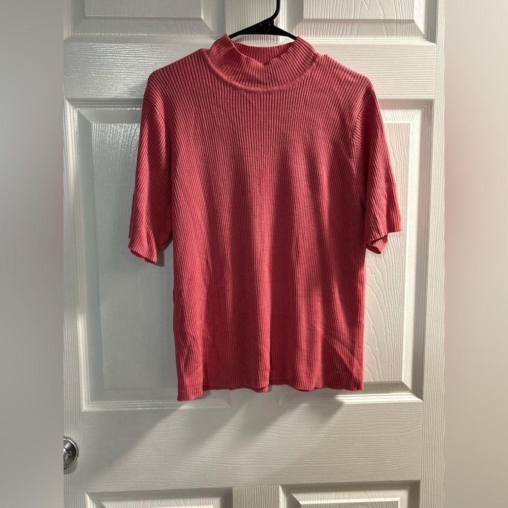 Sag Harbor Short Sleeve Mock Neck Pink Sweater Sz 2 XL